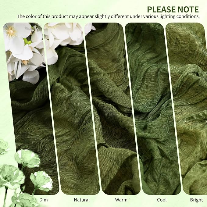 4 Pack Cheesecloth Table Runner 10FT Olive Green Table Runner Boho Gauze Cheese - Image 7