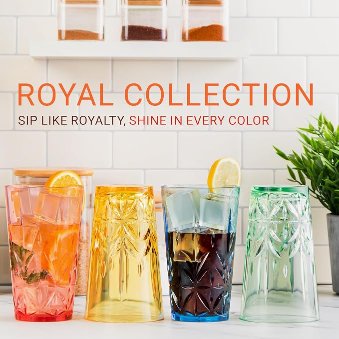 Bravario Royal Plastic Drinking Tumbler, Dishwasher-Safe BPA-Free Durable Mixed - Image 2