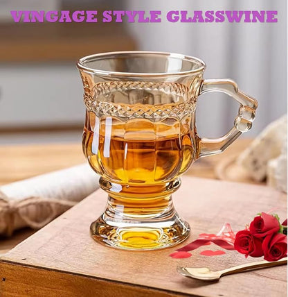 Vintage Glass Coffee Mugs with Handles, 4oz Wine Goblet, Beverage Christmas - Image 2
