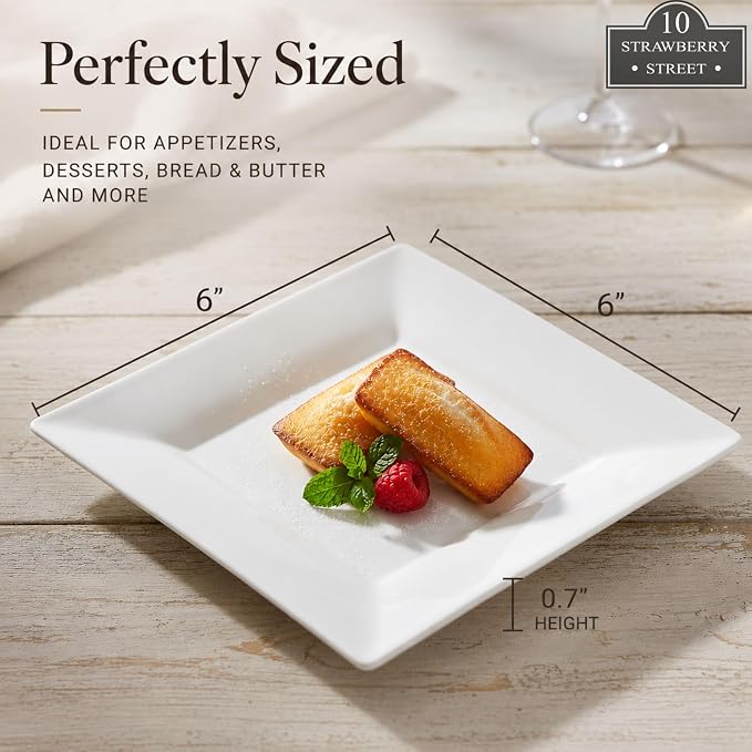 10 Strawberry Street 6" Catering Square Appetizer Plate - Image 5