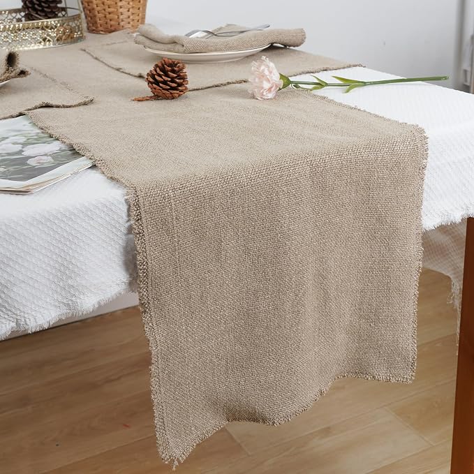 100% Pure Linen Table Runner 106 Inches Long-Super Thick Noble 14 x 106 Inch - Image 2