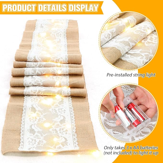 Xinnun 6 Pack Burlap Table Runner - Image 3