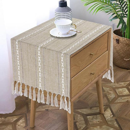 Bedside Table Runner 15.7 x 36 inches, Rustic Linen Small Coffee Table Cover by TIOSGGD