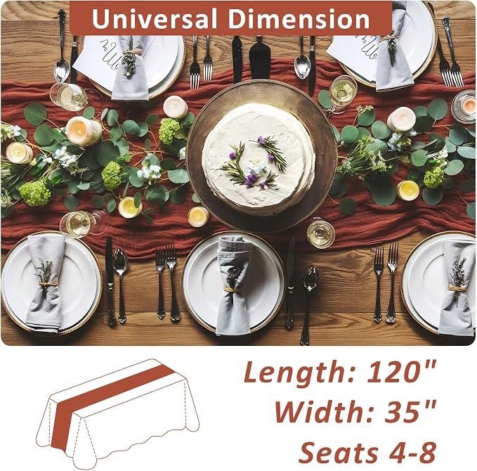Cheesecloth Table Runner, 120 Inch 10 FT, Terracotta | 1 Pack, 35x120 Inches - Image 4