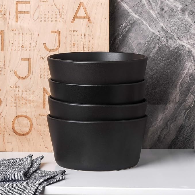 Stone Lain Stoneware Bowls Set, Matte Black, 22.5 fl oz - Image 4