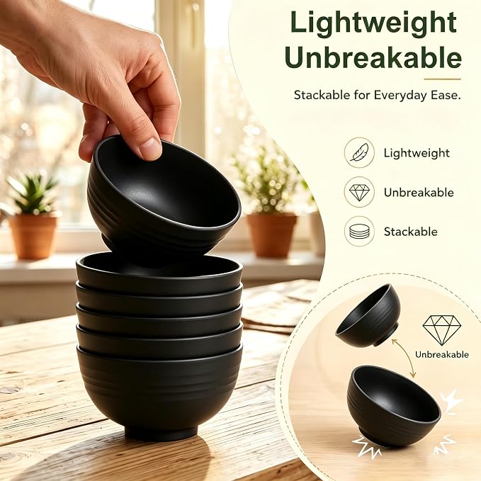 PYRMONT Unbreakable 10 OZ Bowls Wheat Straw Bowls Set of 8 Alternative Plastic - Image 5