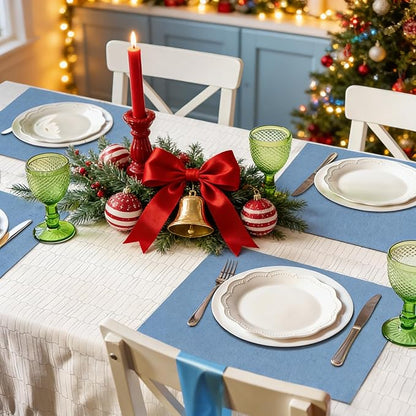 MANSPHIL Table Cloth Placemats Set of 4 Washable Cotton Thick Faux Linen Table Place Mats Heat Resistant Double Layer Fabric Wrinkle Free Dining Kitchen Table Decor - 13x19 Inch Oeko Tex Placemat