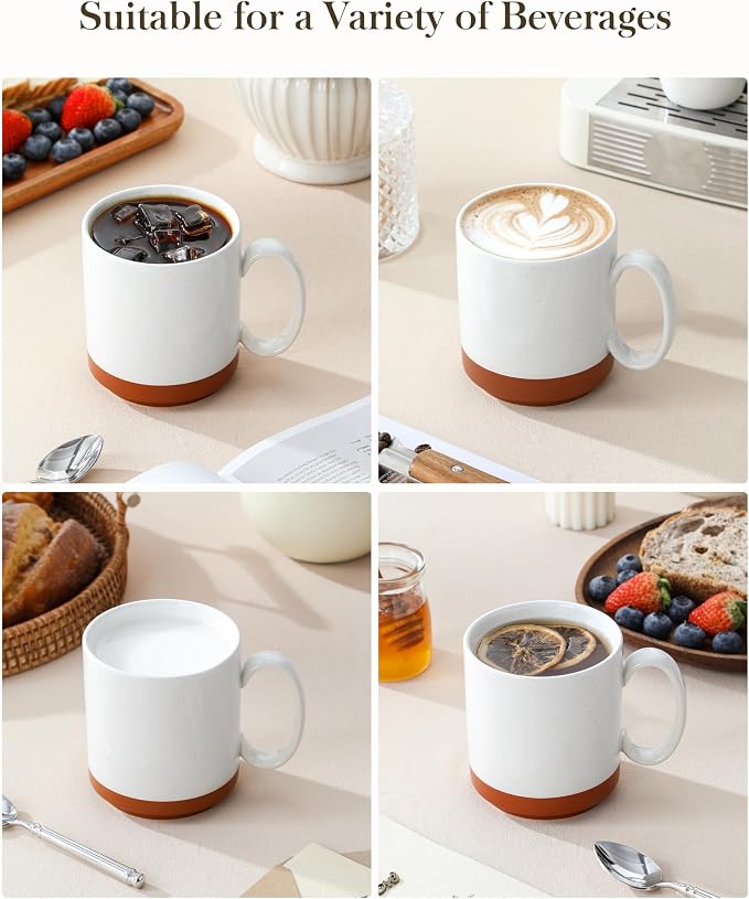 MALACASA 16oz Ceramic Coffee Mugs Set of 4, Stackable Coffee Cups - Image 5