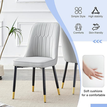 Round Dining Table Set for 6, 45" Modern Faux Marble Kitchen Table and Upholstered Chairs, 7 Piece Circle Dinner Set for Dining Room, Kitchen (White Set)