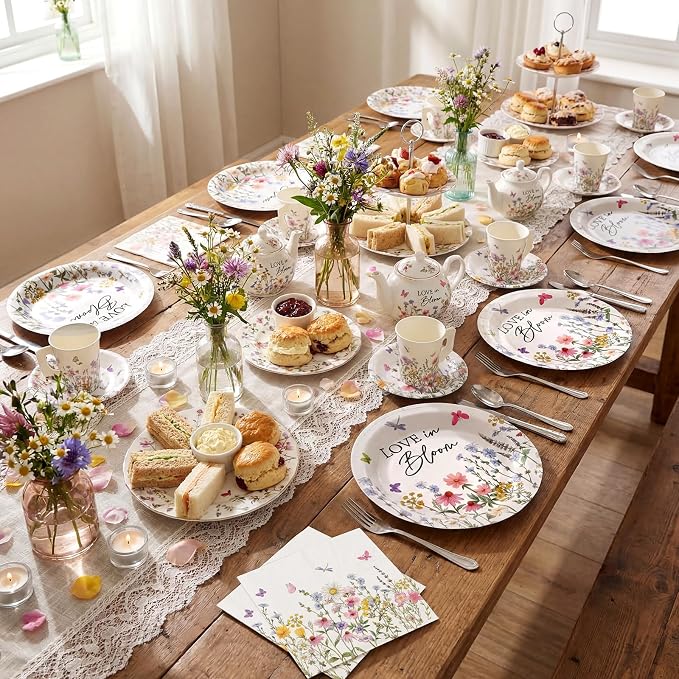 Pickmesh 252 Pcs Love in Bloom Tea Party Supplies - Image 5