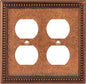 Henne Bery Raised Pearls Decorative Wall Plate Switch Plate Outlet Cover (Double Duplex, Sponged Copper)