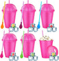 6 Set Slushie Cups with Dome Lids and Straws Detachable Spoon Straws Reusable by Unknown