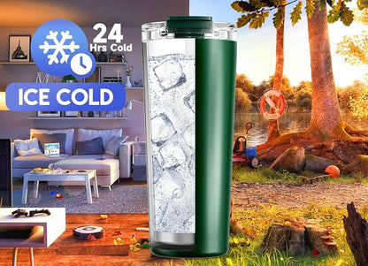 Meoky 24 oz Insulated Travel Coffee Mug: Leak Proof Lid, Evergreen | Stainless - Image 4