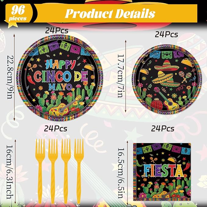 Rakuto Happy Cinco De Mayo Party Decorations, Mexican Theme Taco Forks Birthday - Image 2