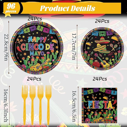 Rakuto Happy Cinco De Mayo Party Decorations, Mexican Theme Taco Forks Birthday - Image 2