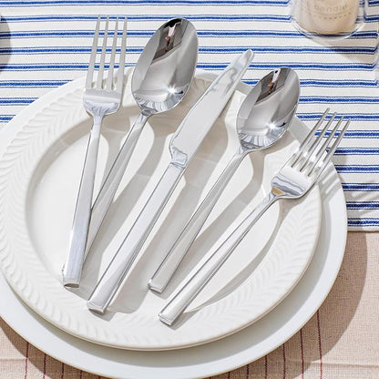 KINGSTONE Silverware Set, 30-Piece Flatware Cutlery Set Premium Stainless Steel, Service for 6, for Kitchen, Home, Wedding, Party, Mirror Polished and Dishwasher Safe