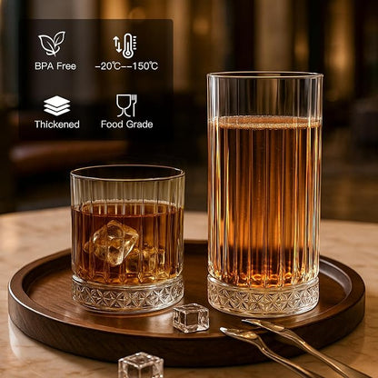 Ruckae Drinking Glasses Set of 8, 15 oz and 7 oz Kitchen Water Glass Cups Set - Image 6