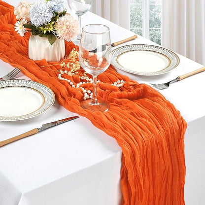 12 Pack Orange Cheesecloth Table Runner 17 x 108 Inch | Boho Gauze Cheese Cloth - Image 3