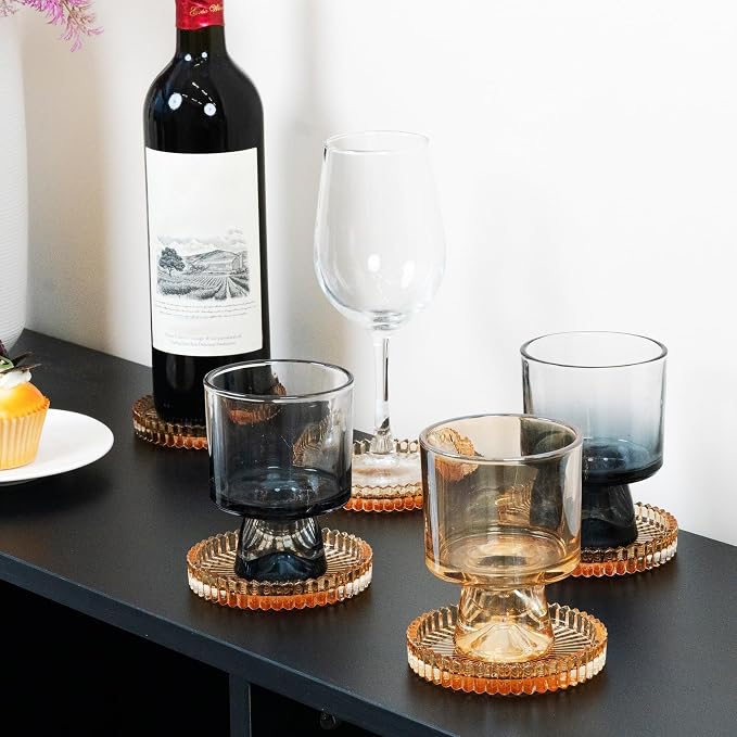 Champagne Modern Clear Coaster 6-Pack Glass Coasters - Image 6