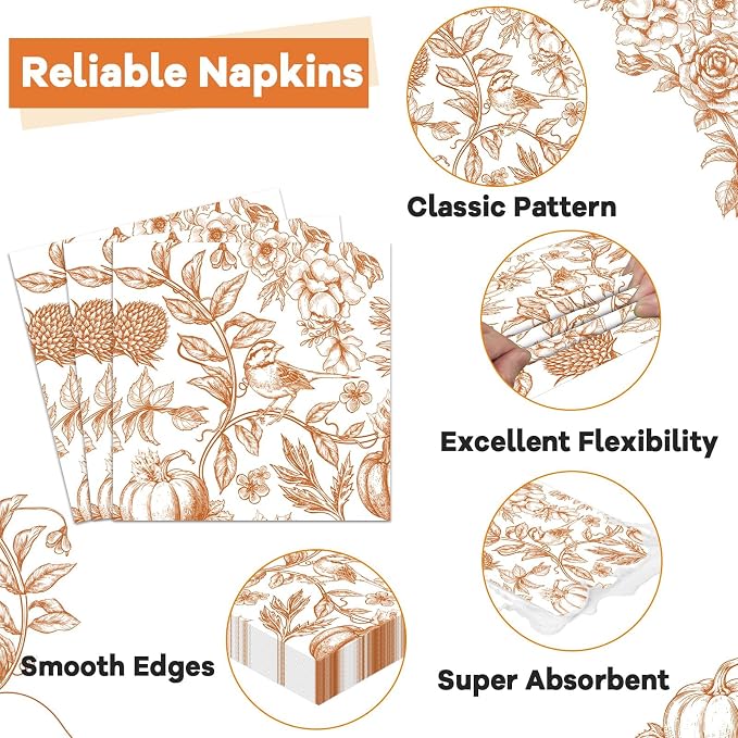 96Pcs Thanksgiving Party Supplies Paper Plates Napkins Thanksgiving Fall - Image 4