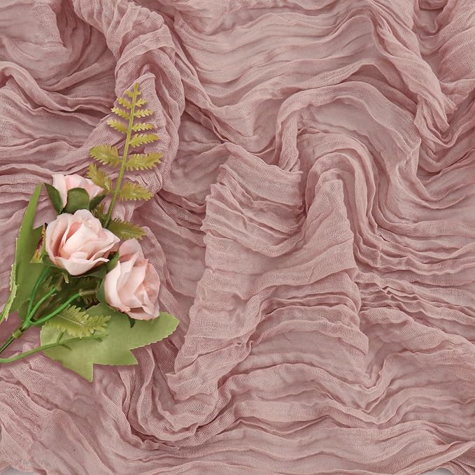 6 Pieces Dusty Pink 10FT Cheesecloth Table Runner Boho Gauze Fabric Table - Image 5