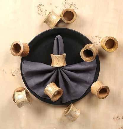 CLEENTABLE Wooden Napkin Rings Set of 12 - Handcrafted Napkin Holder for Dinner Table Decoration, Weddings, Home, Kitchen, Decor, Dinner, Parties, Every Day Use - Durable, Versatile (Brown)