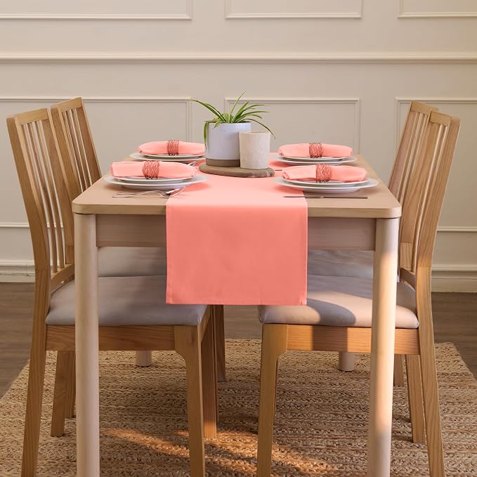 Encasa XO Table Runner, Cotton Canvas Dining Runner 13"x72" | Coral, 180 GSM - Image 4