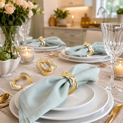 Modern Aluminum Napkin Rings Set of 6, Lightweight Metal Table Decor, - Image 3