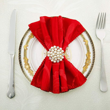 Hotop 36 Pcs Gold Napkin Rings Pearls and Flower Napkin Buckles Rhinestone - Image 2