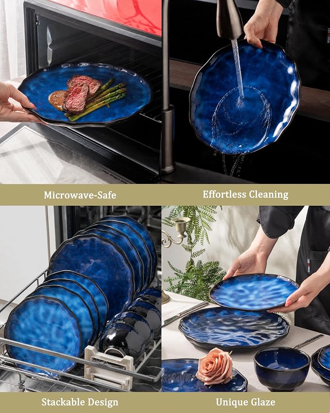 4-piece set, natural active glaze plate and bowl set, microwave and dishwasher - Image 2