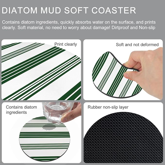 Black Striped Coasters Set of 4, Absorbent Coasters - Image 9