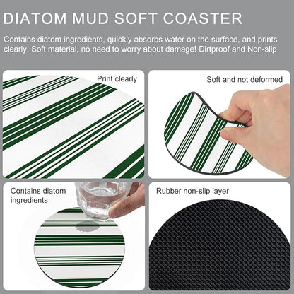 Black Striped Coasters Set of 6, Absorbent Coasters - Image 9