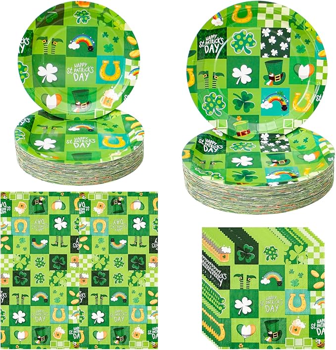 180Pcs St Patricks Day Party Supplies Paper Plates and Napkins Serve 60 | by Hpscdyo