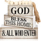 Moucuny 4 Pcs Christian Table Decor Rustic Wooden Block Sign Set by Moucuny