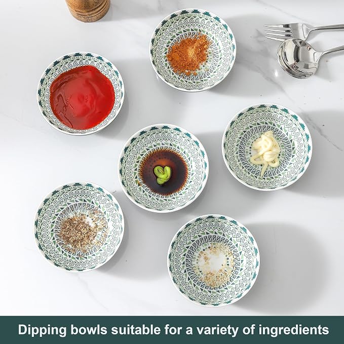 Set of 6 Deep Soy Sauce Dishes, 3.7 inch Ceramic Dipping Bowls 4 oz Small Dip - Image 3