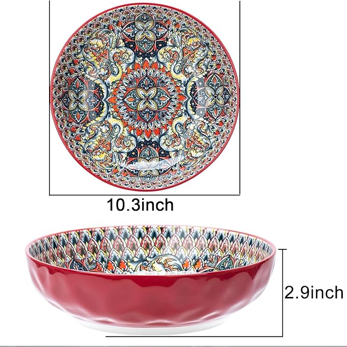 Large Serving Bowls, 75 Oz Fruit Salad Bowls, Bohemian Style Large Porcelain - Image 4