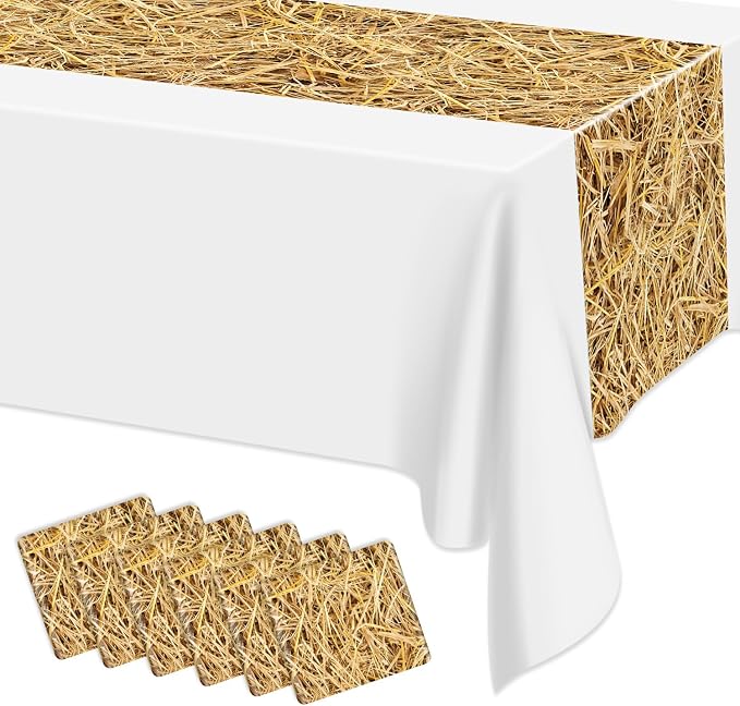 6Pcs Straw Table Runner Rectangular Farm Table Cloth Hay Stacks Table Runner by PTECDROTS