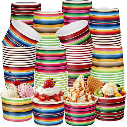 CHENGU 60 Pcs Mexican Stripes Snack Cups 9 oz Disposable Mexican Stripes Ice by CHENGU