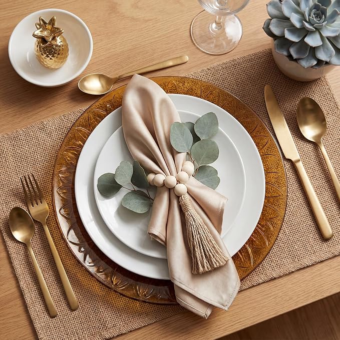 Set of 12 Wood Bead Napkin Rings - Image 3