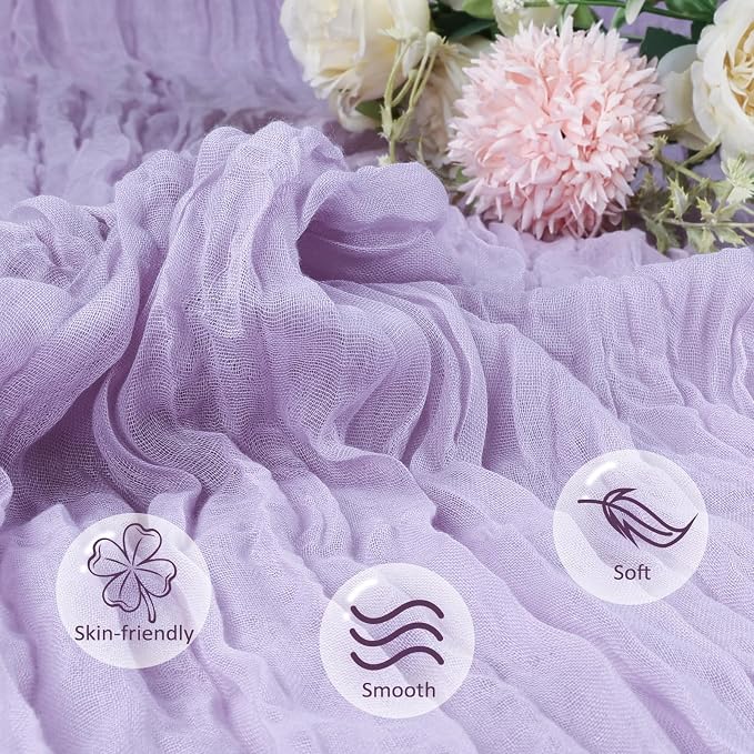 12 Pack Lilac Purple Cheesecloth Table Runner 17 x 108 Inch | Boho Gauze Cheese - Image 5
