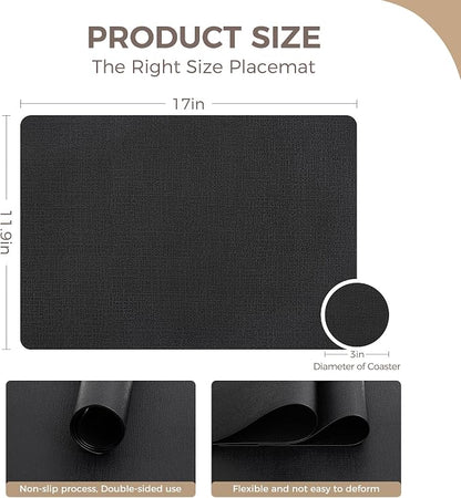 NCUE Vinyl Placemats Set of 8, Heat Resistant, Nonslip Faux Leather Waterproof - Image 4