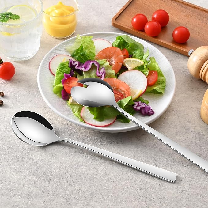 Salad Serving Utensils, 9.4 Inch Long Salad Spoon And Forks Serving Set of 2 - Image 6