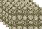 Boho Place mats Set of 4,12x18 Inches Sage Green Block Print Floral Decorative Spring Summer Flower Decor Placemats Rectangle Linen Table Mats for Party Home Kitchen Dining Table Decoration