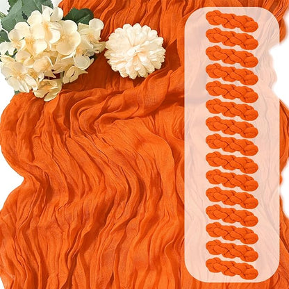 15 Pack Orange Cheesecloth Table Runner 17 x 108 inch Cheese Cloth Table by Yorcari