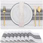 Winknowl Placemats Set of 8, Washable Vinyl Woven Placemats, Heat Resistant & Wipeable Table Mats for Kitchen Dining Table (White)