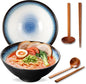 8 Inch Ceramic Ramen Bowl Set of 2, 40oz Japanese Bowls by ArtifexCeram