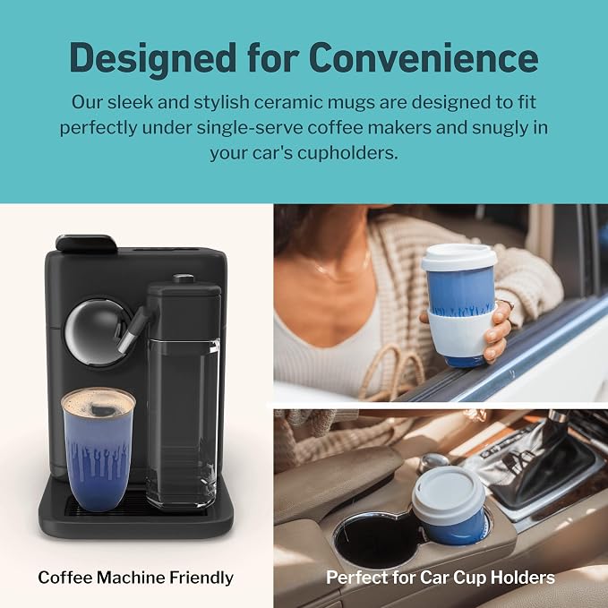 NOVA CERAMICS Ceramic Tumbler– Blue Ceramic Mug – Microwave & Dishwasher Safe - Image 7