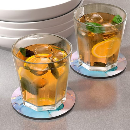 Coasters for Drinks, Kitchen Home Decor Housewarming Gift, Round 4 in - Image 2