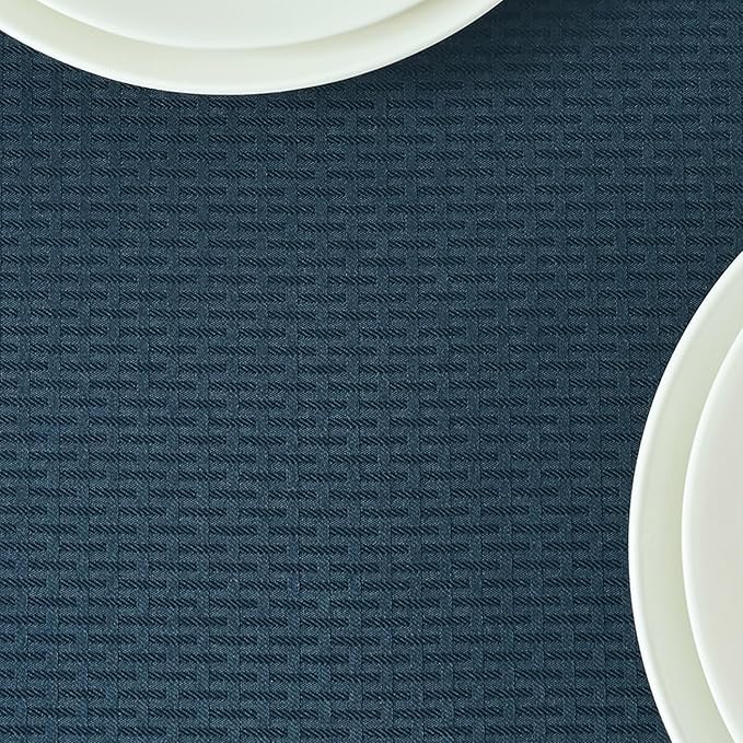 maxmill Square Jacquard Tablecloth Waterproof Spillproof Wrinkle Resistant Soft Weaved Design Table Cloth for Dinner and Party Washable Fabric Cover, Indoor Outdoor Use, 60 x 60 Inch, Navy Blue
