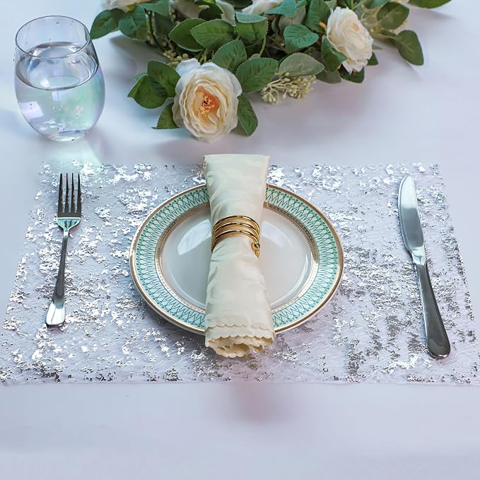 Snowkingdom 2 Pieces Silver Table Runner, Sequin Glitter Foil Metallic Thin - Image 5